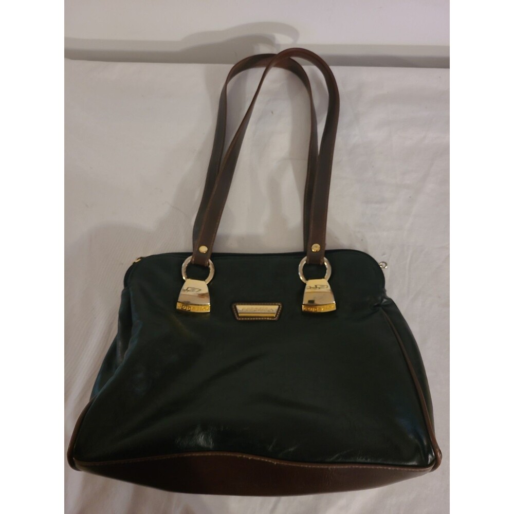 Vintage Capezio Shoulder Bag Black & Brown Handbag Purse Gold Hardware Soft